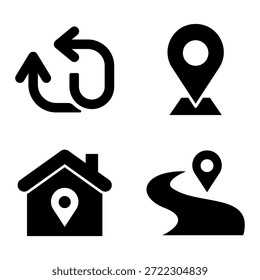 Navigation Icon Set Vector Design Glyph Template