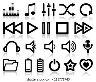 Navigation icon set. Vector illustration of different music web icons