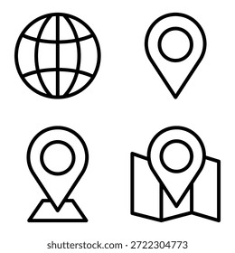Navigation Icon Set Vector Line Art Design Template