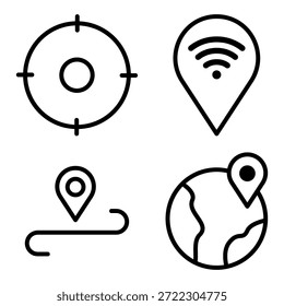 Navigation Icon Set Vector Line Art Design Template