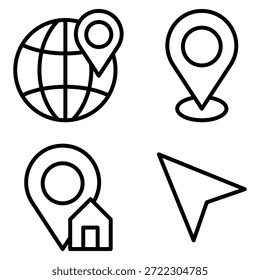 Navigation Icon Set Vector Line Art Design Template