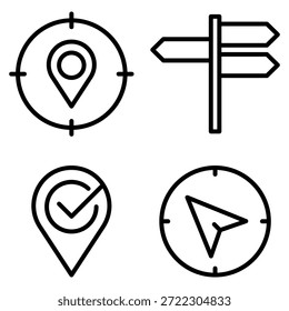 Navigation Icon Set Vector Line Art Design Template