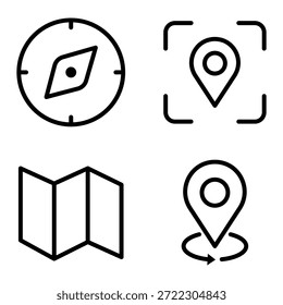 Navigation Icon Set Vector Line Art Design Template