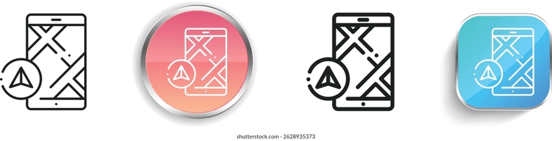 navigation icon. Thin Linear, Regular and Button Style Design Isolated On White Background