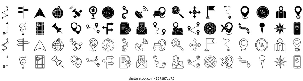 Navigation icon vector set. Trip illustration sign collection. Location symbol. Pin logo.