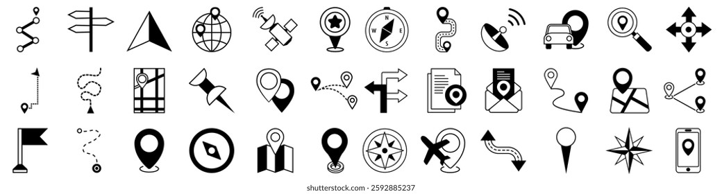 Navigation icon vector set. Trip illustration sign collection. Location symbol. Pin logo.