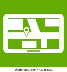 Navigation icon white isolated on green background. Vector illustration