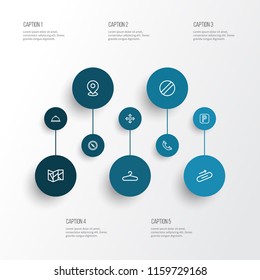 Navigation icons line style set with call, navigation, compass and other ban elements. Isolated vector illustration navigation icons.