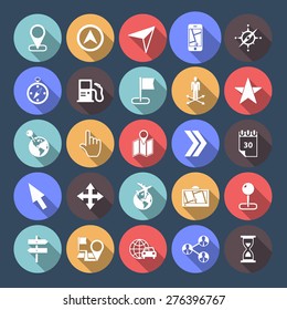 Navigation icons, long shadows