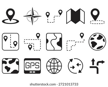 Iconos de navegación para mapeo y búsqueda de dirección