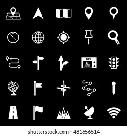 Navigation icons on black background, stock vector