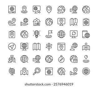 Navigation icons. Outline symbols collection. Premium vector line icons set