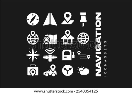 Navigation Icons Pack Assets Flat Vector
