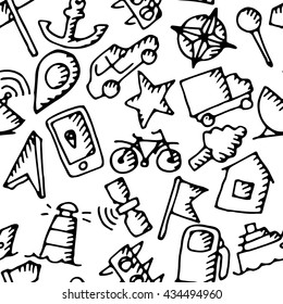 Navigation icons seamless pattern. Vector stock illustration. 