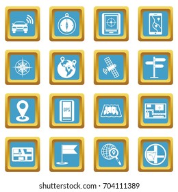 Navigation icons set in azur color isolated vector illustration for web and any design