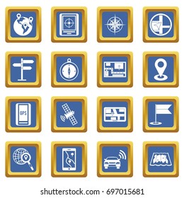 Navigation icons set in blue color isolated vector illustration for web and any design