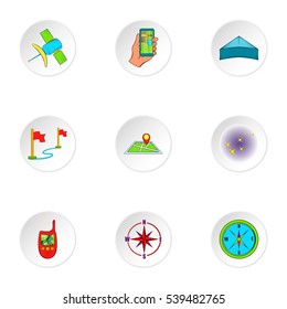 Navigation icons set. Cartoon illustration of 9 navigation vector icons for web