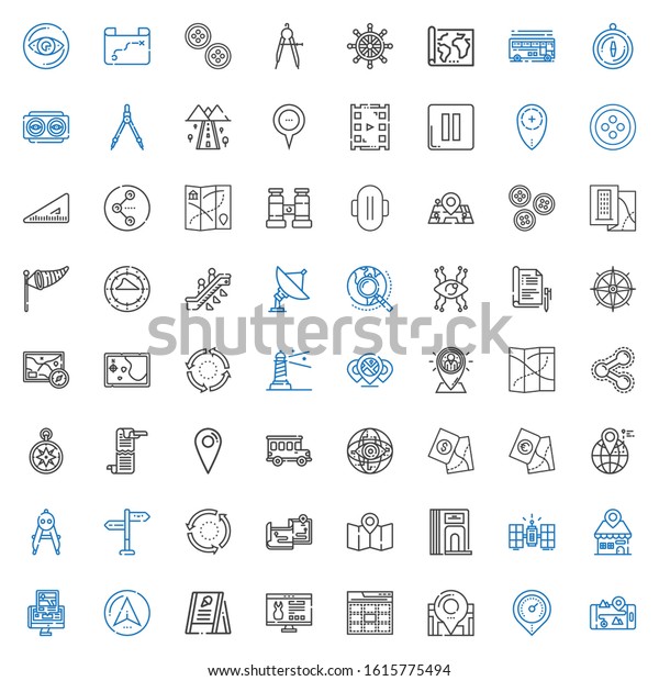 navigation icons
set. Collection of navigation with gps, placeholder, location, web,
website, menu, navigator, satellite, divider, map. Editable and
scalable navigation
icons.