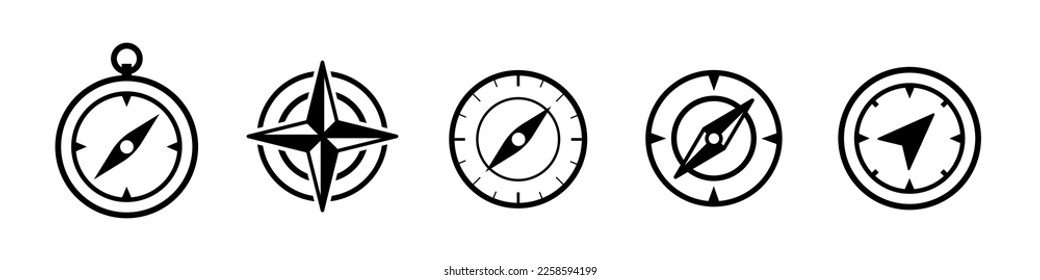 Navigation icons set. Compass icons set.