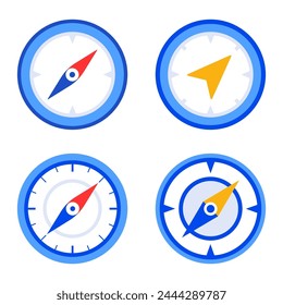 Navigation icons set. Compass icons set. Flat style.