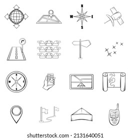 Navigation icons set in hand-drawn style isolated on white background