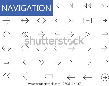 Navigation icons set for previous and next buttons. Web design elements for seamless site navigation and more.