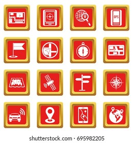 Navigation icons set in red color isolated vector illustration for web and any design
