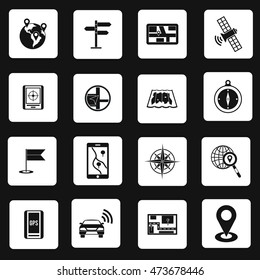 Navigation icons set in simple style. Location on terrain set collection vector illustration