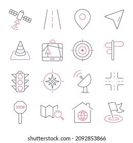 Navigation icons set.Navigation pack symbol vector elements for infographic web