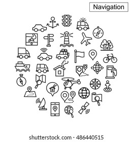 Navigation icons vector.