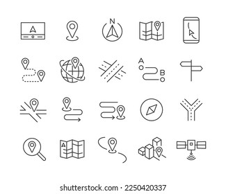 Navigation Icons - Vector Line. Editable Stroke.