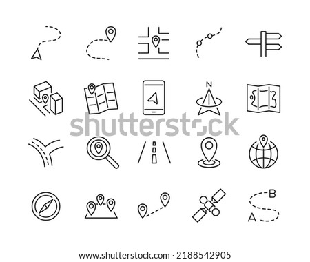 Navigation Icons - Vector Line. Editable Stroke. 