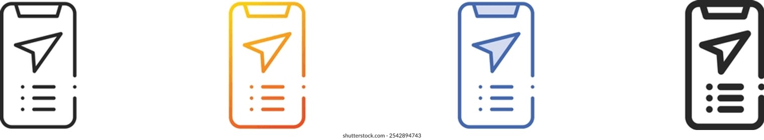 navigation icon.Thin Linear, Gradient, Blue Stroke and bold Style Design Isolated On White Background