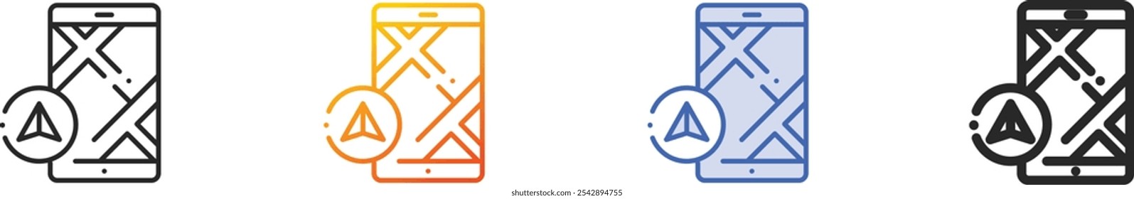 navigation icon.Thin Linear, Gradient, Blue Stroke and bold Style Design Isolated On White Background
