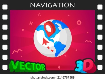 Navigation isometric design icon. Vector web illustration. 3d colorful concept