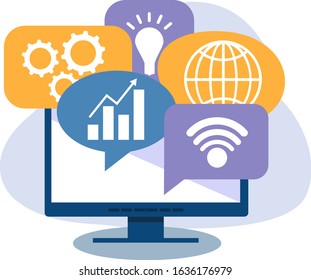 Navigation laptop technology. Creative idea of using a laptop. Flat design, vector illustration, vector.