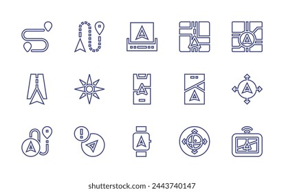 Navigation line icon set. Editable stroke. Vector illustration. Containing navigation, error, navigator.