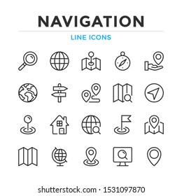 Navigation line icons set. Modern outline elements, graphic design concepts, simple symbols collection. Vector line icons