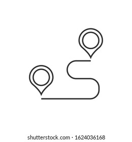 Navigation line vector icon destination with location pins