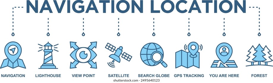 Navigation and location banner web icon vector illustration concept with icon