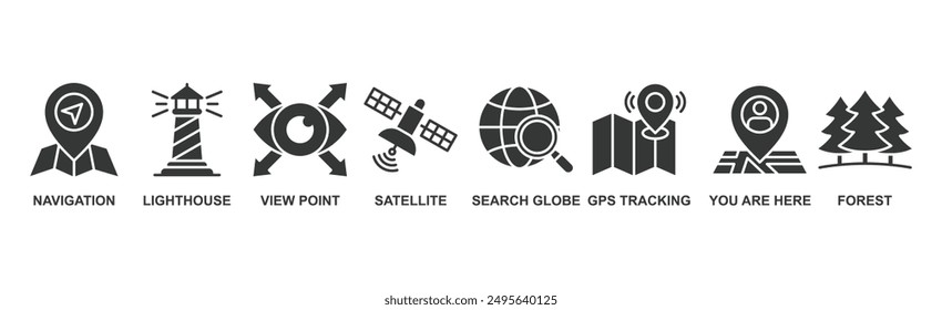 Navigation and location banner web icon vector illustration concept with icon