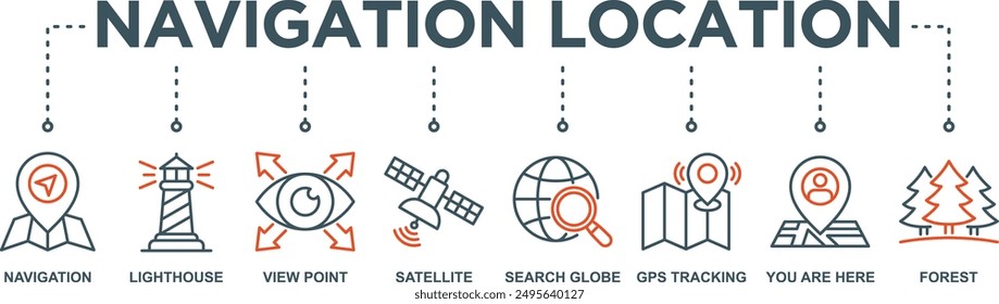 Navigation and location banner web icon vector illustration concept with icon