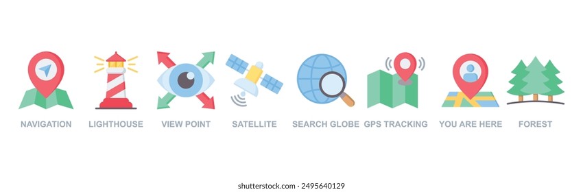 Navigation and location banner web icon vector illustration concept with icon