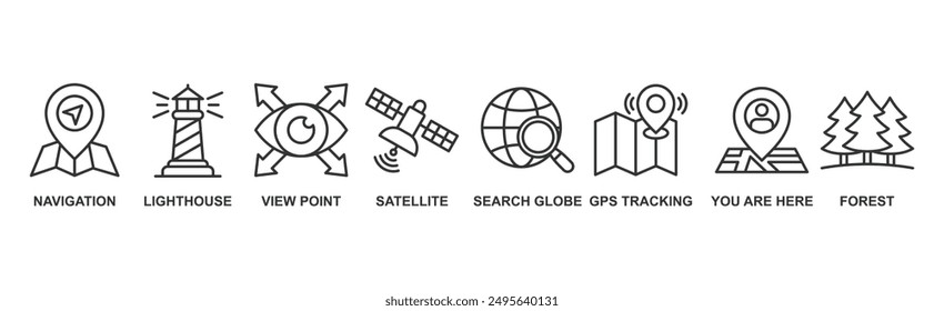 Navigation and location banner web icon vector illustration concept with icon