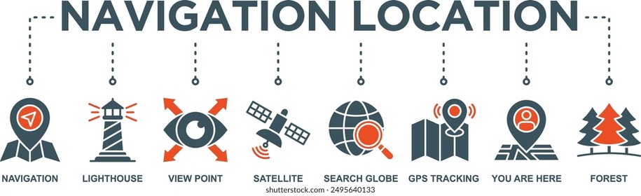 Navigation and location banner web icon vector illustration concept with icon