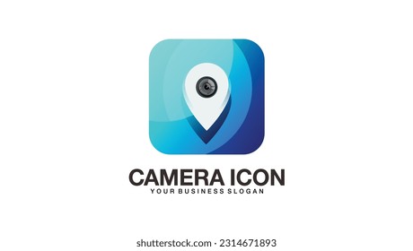 Navigation or location camera logo gradient style template