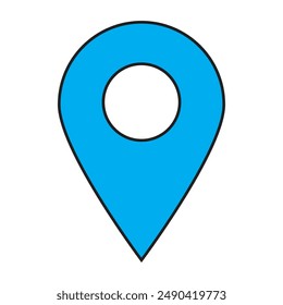 Navegación, ubicación, icono de dirección. Sencilla Ilustración vectorial editable. Lugar azul, contorno negro.