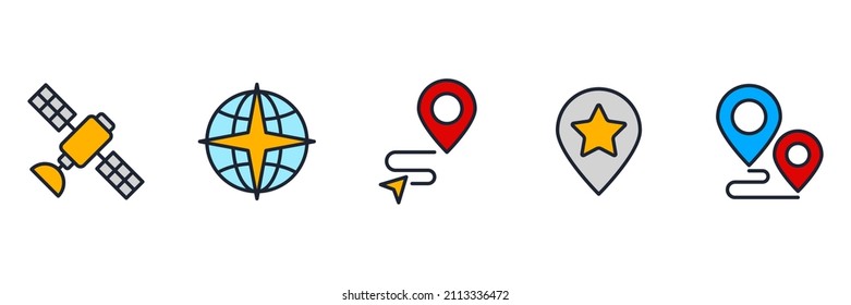 Navigation. location, GPS elements set icon symbol template for graphic and web design collection logo vector illustration
