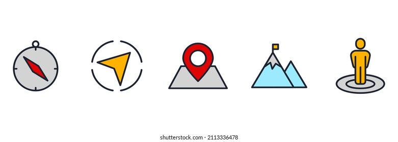 Navigation. location, GPS elements set icon symbol template for graphic and web design collection logo vector illustration