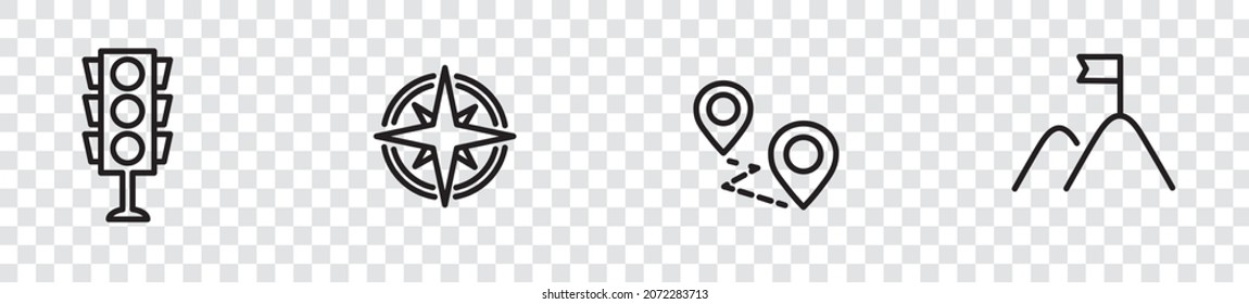 Navigation, location, GPS elements - thin line web icon set. Outline icons collection. Simple vector illustration.